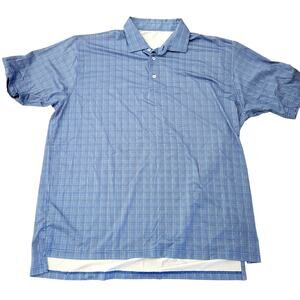 Turtleson Tour Performance XXL Blue Plaid Mens Golf Polo XXL Stretch West Shore